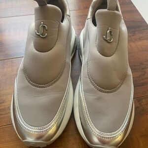 Jimmy Choo Taupe and Metallic Women's Sneakers